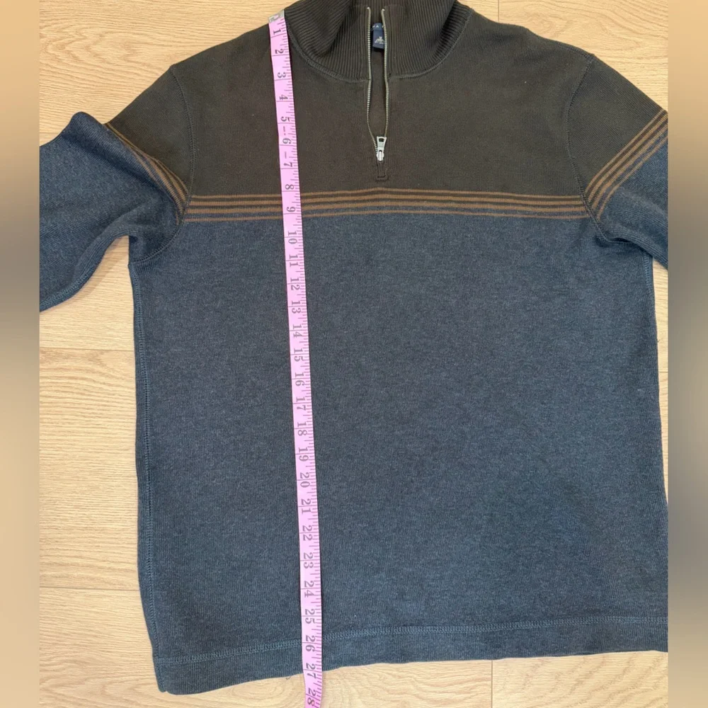 Banana Republic Men’s Size M Dark Gray & Brown Quarter-Zip Sweater Classic polo